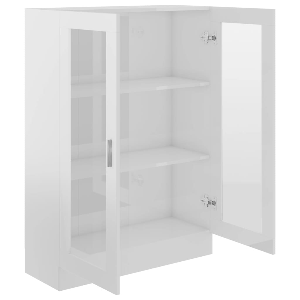 Vitrine høyglans hvit 82,5x30,5x115 cm konstruert tre