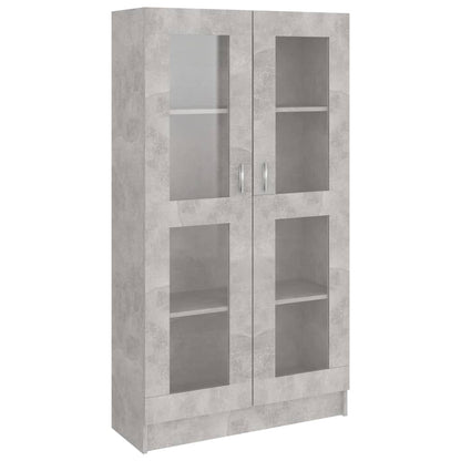 Vitrine betonggrå 82,5x30,5x150 cm konstruert tre