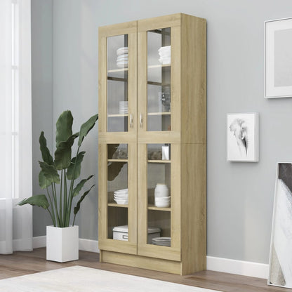 Vitrine sonoma eik 82,5x30,5x185,5 cm konstruert tre