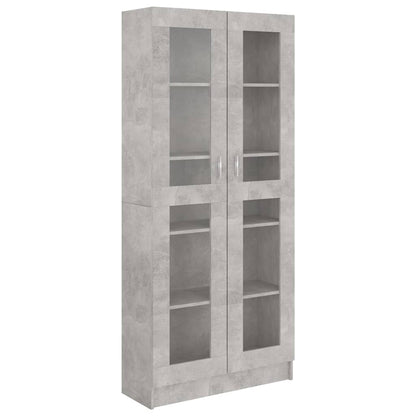 Vitrine betonggrå 82,5x30,5x185,5 cm konstruert tre