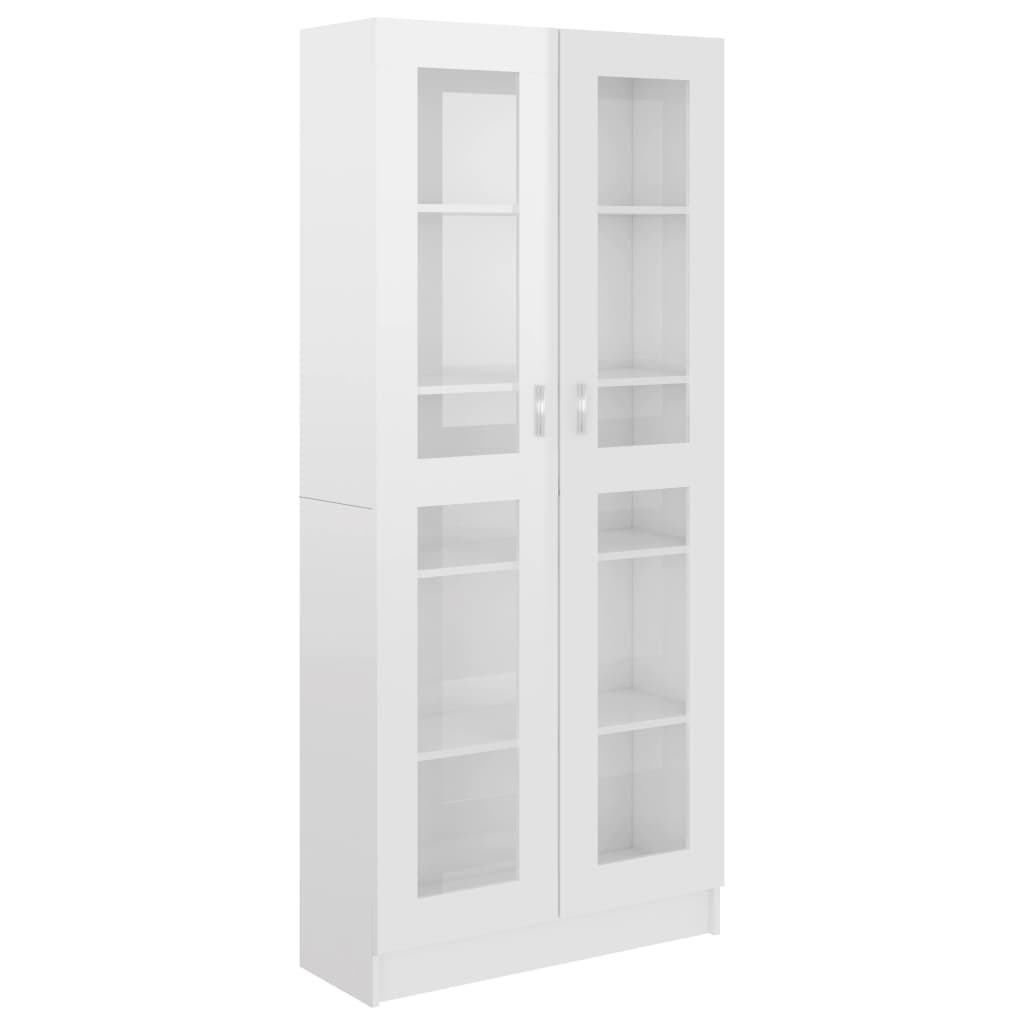 Vitrine høyglans hvit 82,5x30,5x185,5 cm konstruert tre