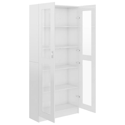 Vitrine høyglans hvit 82,5x30,5x185,5 cm konstruert tre