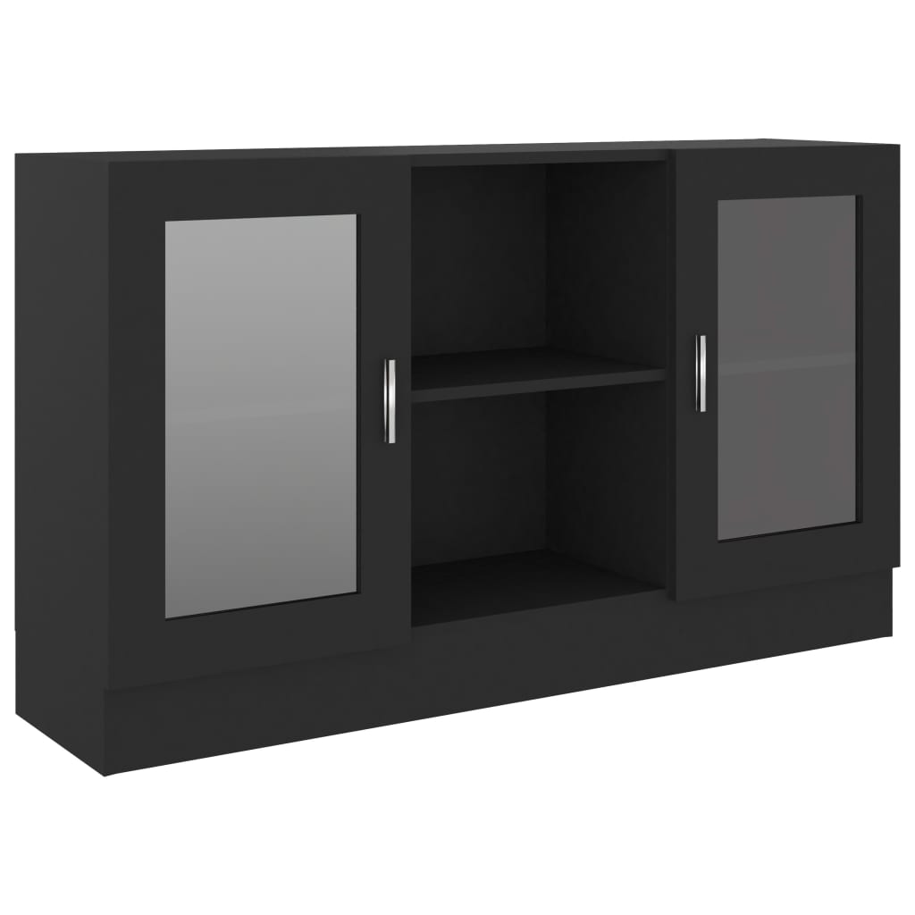 Vitrine svart 120x30,5x70 cm konstruert tre