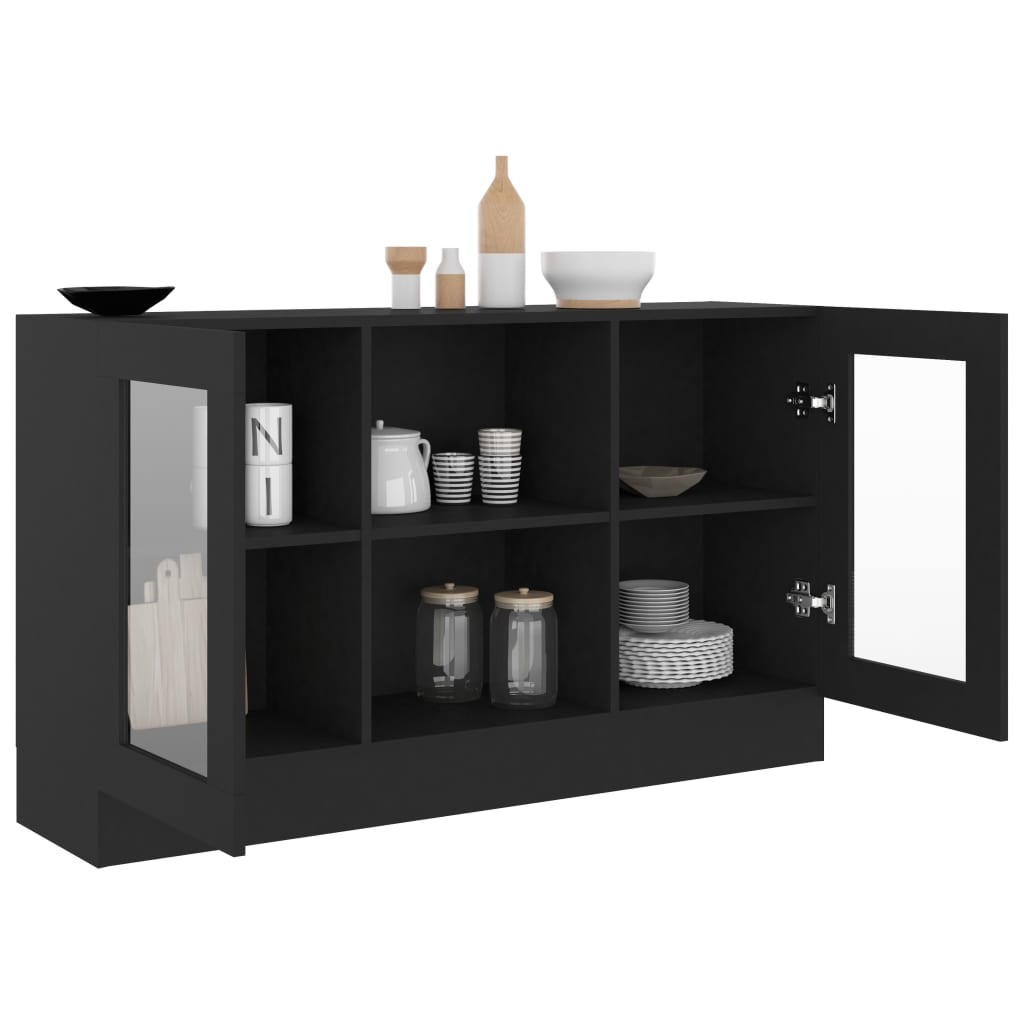 Vitrine svart 120x30,5x70 cm konstruert tre