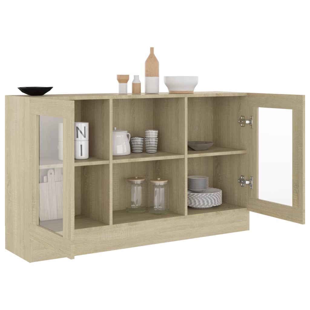 Vitrine sonoma eik 120x30,5x70 cm konstruert tre