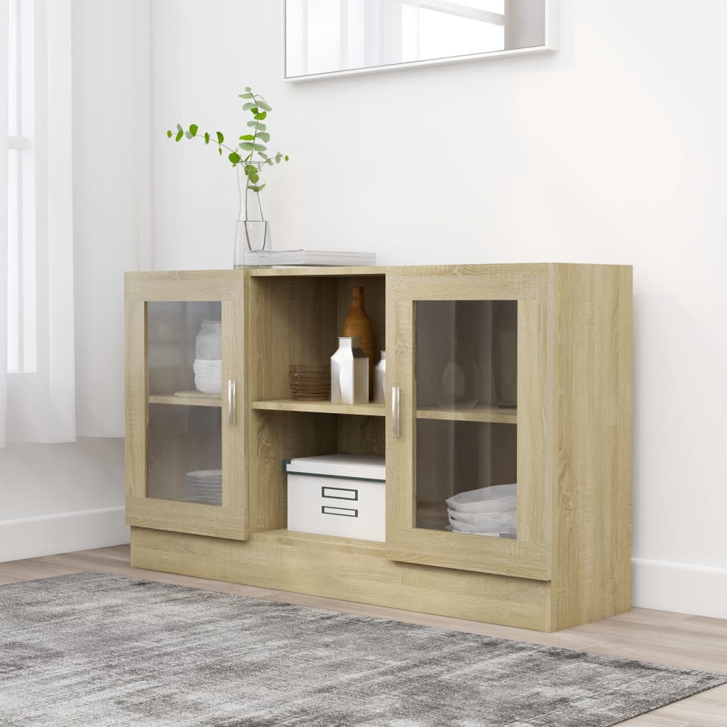 Vitrine sonoma eik 120x30,5x70 cm konstruert tre