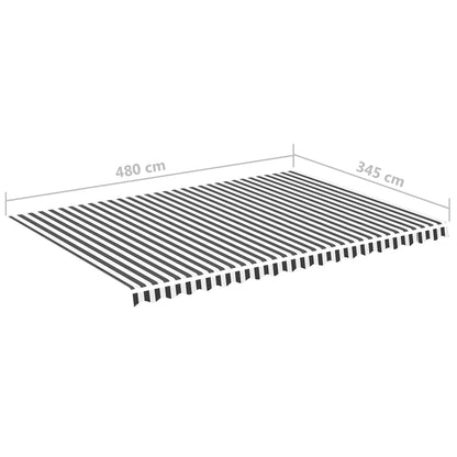 Erstatningsduk for markise antrasitt og hvit 5x3,5 m