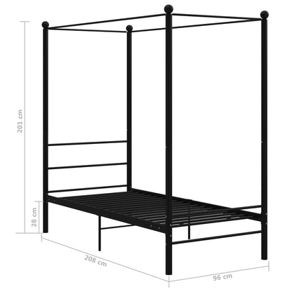 Himmelsengeramme svart metall 90x200 cm