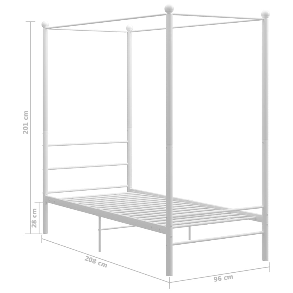 Himmelsengeramme hvit metall 90x200 cm