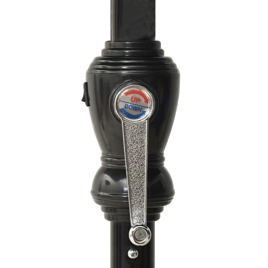 Hageparasoll med LED og stålstang sand 2x3 m