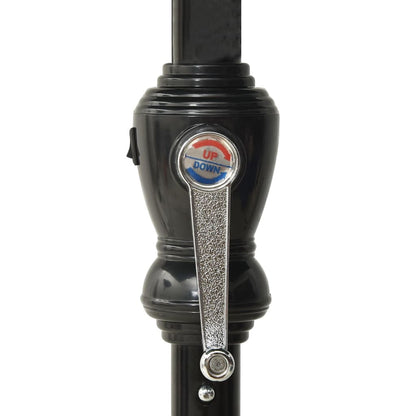 Hageparasoll med LED og stålstang gråbrun 2x3 m