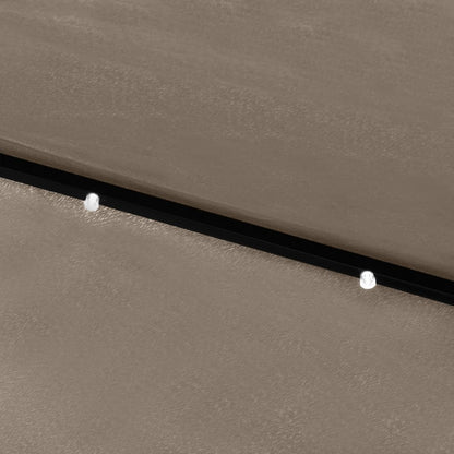 Hageparasoll med LED og stålstang gråbrun 2x3 m