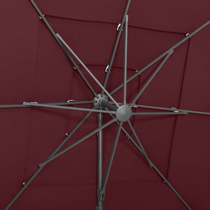 Hageparasoll med aluminiumsstang 4 nivåer vinrød 250x250 cm