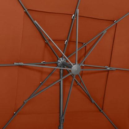 Hageparasoll med aluminiumsstang 4 nivåer terrakotta 250x250 cm