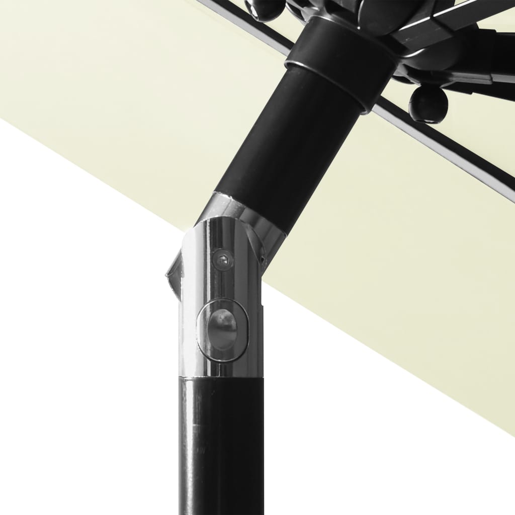 Hageparasoll med aluminiumsstang 3 nivåer sand 3 m