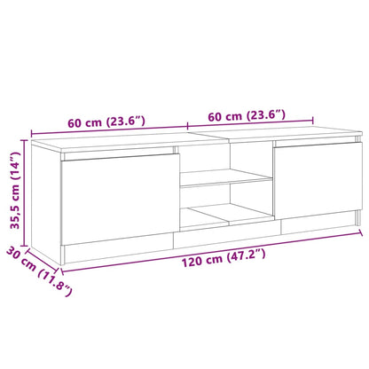 TV-benk med LED-lys svart 120x30x35,5 cm