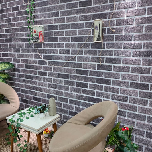 3D veggpaneler med svart og grått mursteindesign 10 stk EPS