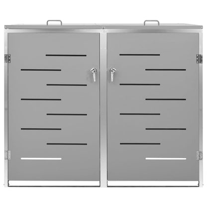 Søppeldunkskur dobbelt 138x77,5x112,5 cm rustfritt stål