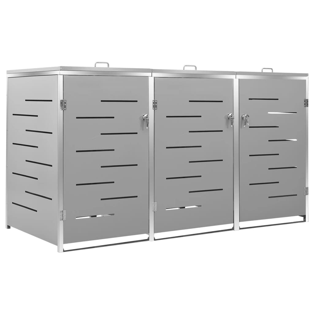 Søppeldunkskur trippelt 207x77,5x112,5 cm rustfritt stål