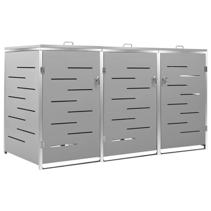 Søppeldunkskur trippelt 207x77,5x112,5 cm rustfritt stål