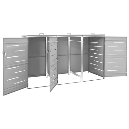Søppeldunkskur trippelt 207x77,5x112,5 cm rustfritt stål