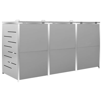 Søppeldunkskur trippelt 207x77,5x112,5 cm rustfritt stål