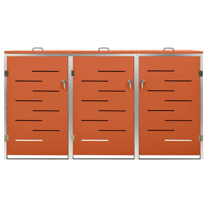 Søppeldunkskur trippelt 207x77,5x112,5 cm rustfritt stål