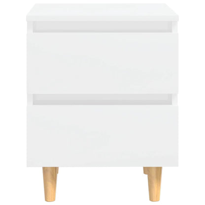 Nattbord & heltre furuben høyglans hvit 40x35x50 cm