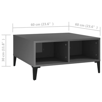 Salongbord høyglans grå 60x60x30 cm konstruert tre