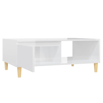 Salongbord høyglans hvit 90x60x35 cm konstruert tre