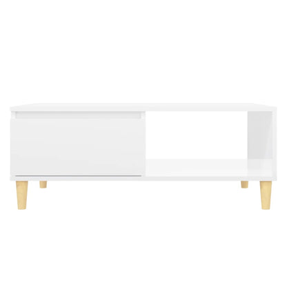 Salongbord høyglans hvit 90x60x35 cm konstruert tre