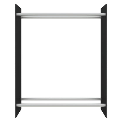 Vedstativ svart 80x35x100 cm herdet glass