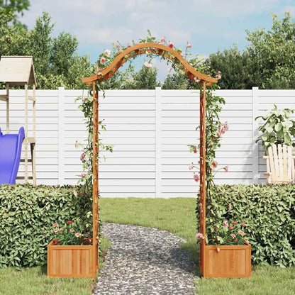 Hagepergola med blomsterkasse heltre gran