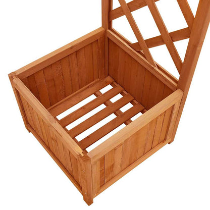 Hagepergola med blomsterkasse heltre gran