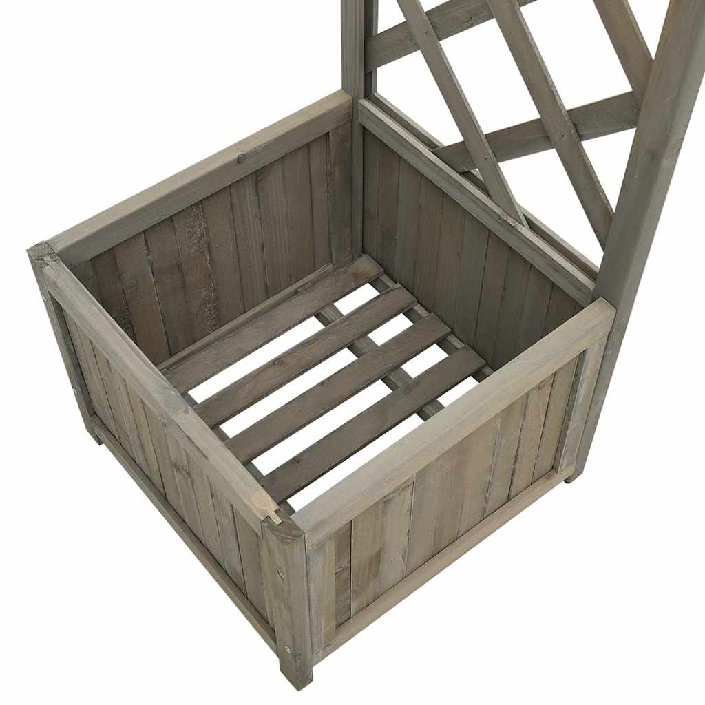 Hagepergola med blomsterkasse grå heltre gran