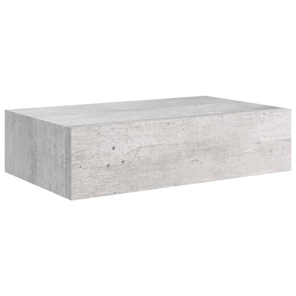 Veggmonterte skuffehyller 2 stk betonggrå 40x23,5x10 cm MDF