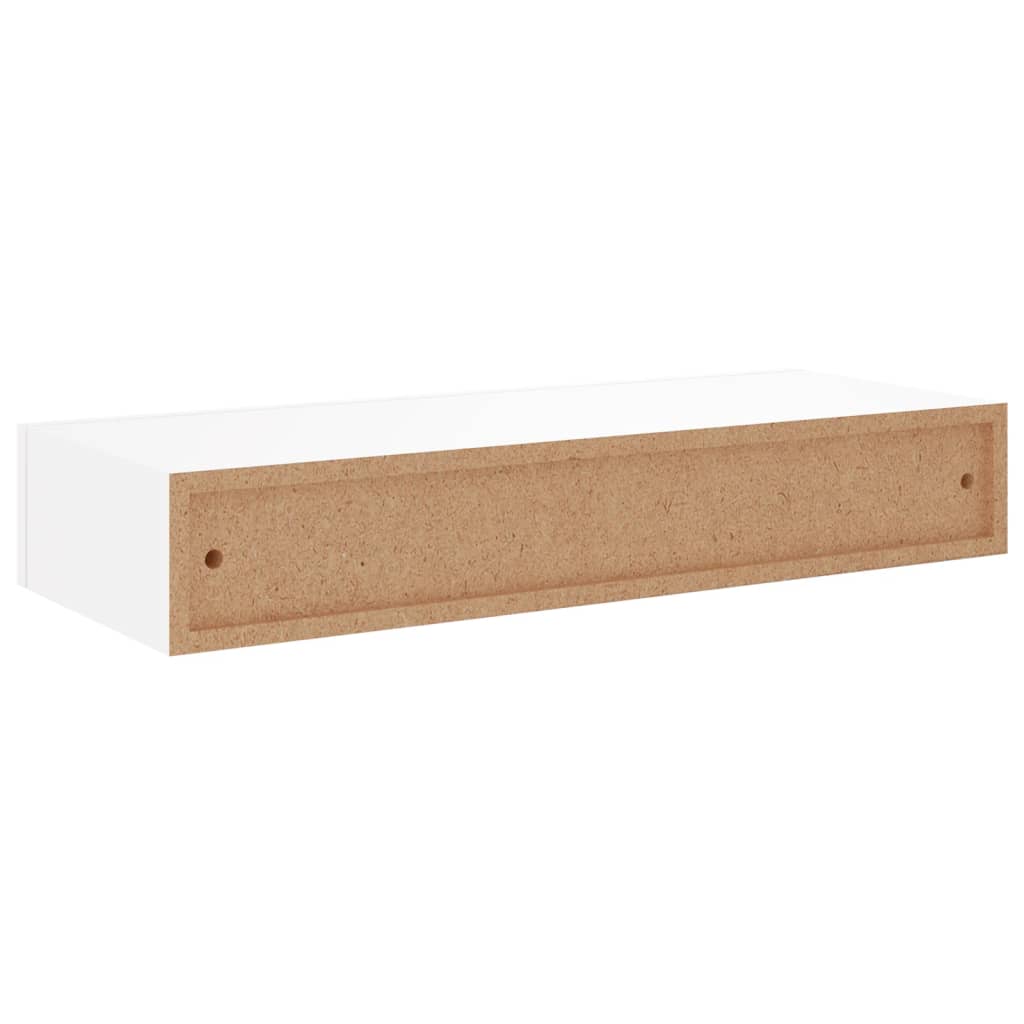 Veggmonterte skuffehyller 2 stk hvit 60x23,5x10 cm MDF