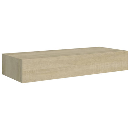 Veggmonterte skuffehyller 2 stk eik 60x23,5x10 cm MDF