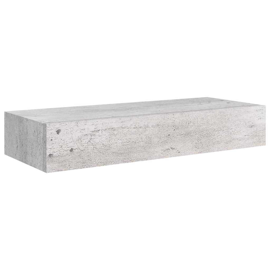 Veggmonterte skuffehyller 2 stk betonggrå 60x23,5x10 cm MDF