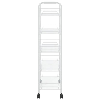 5-etasjers kjøkkenvogn hvit 46x26x105 cm jern