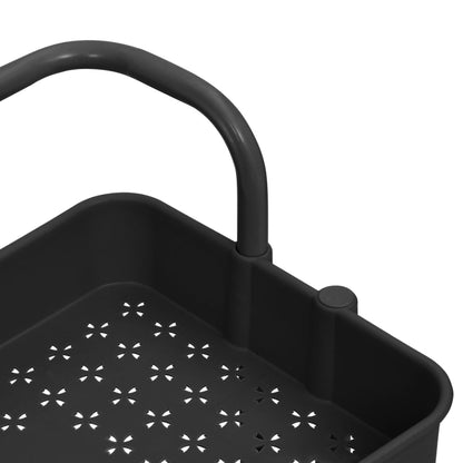 3-etasjers kjøkkenvogn svart 42x35x85 cm jern og ABS