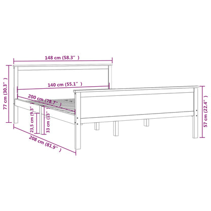 Sengeramme honningbrun heltre furu 140x200 cm