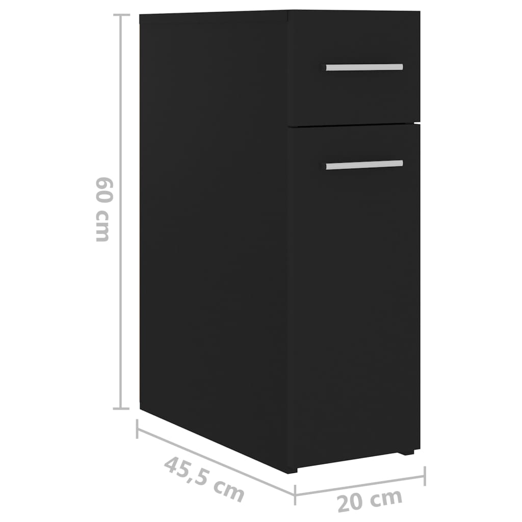 Apotekskap svart 20x45,5x60 cm konstruert tre