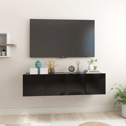 Hengende TV-benker 2 stk svart 60x30x30 cm