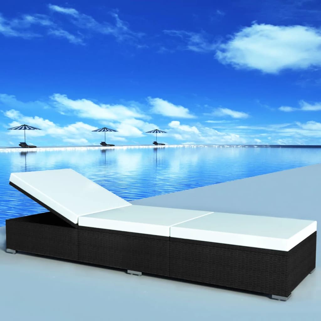 Solseng med kremhvit pute polyrotting svart