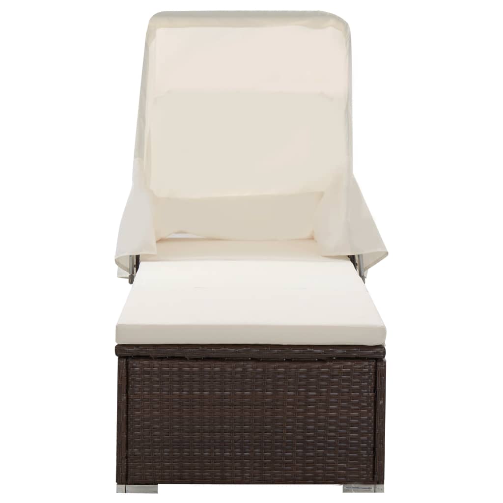 Solseng med baldakin og pute polyrotting brun