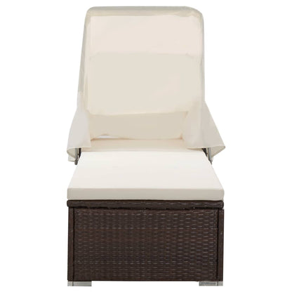 Solseng med baldakin og pute polyrotting brun