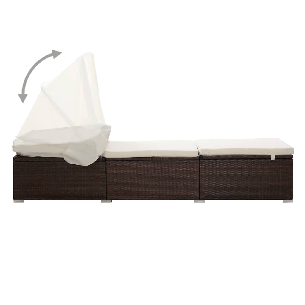 Solseng med baldakin og pute polyrotting brun