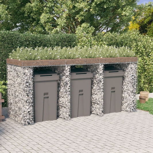 Gabionvegg for søppelkasse 270x91x120 cm galvanisert jern