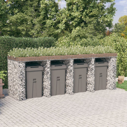 Gabionvegg for søppelkasse 350x91x120 cm galvanisert jern